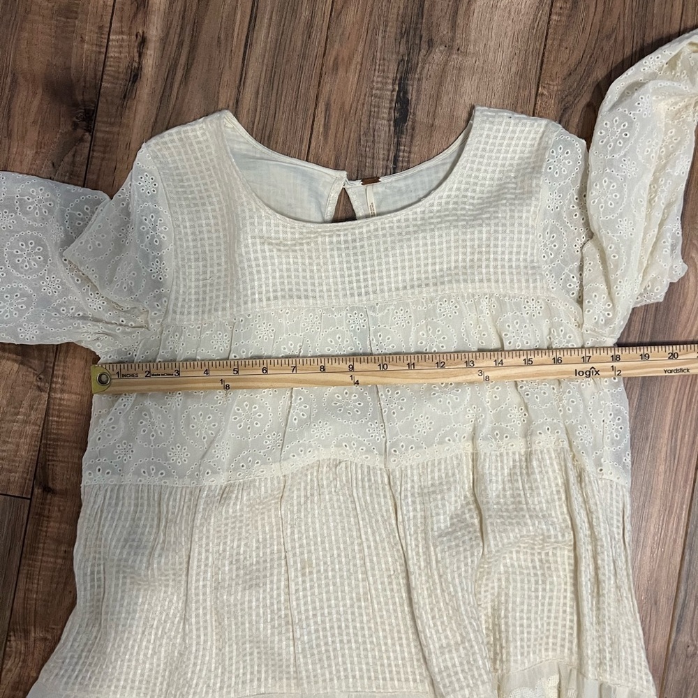 Free People Gemma Eyelet Lace Midi Dress XS Cream Cottage Core Prairie Romantic - Picture 11 of 16